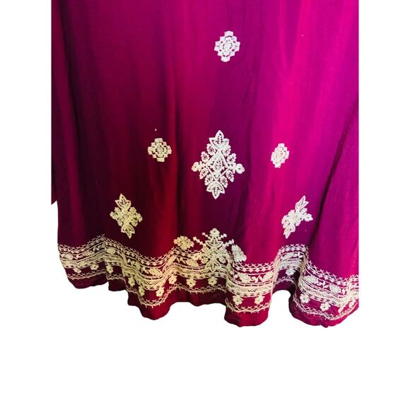 Entro Tunic Womens Fuchsia Bell Sleeve Embroidered Long Sleeve Top Tasseled M - Picture 6 of 8